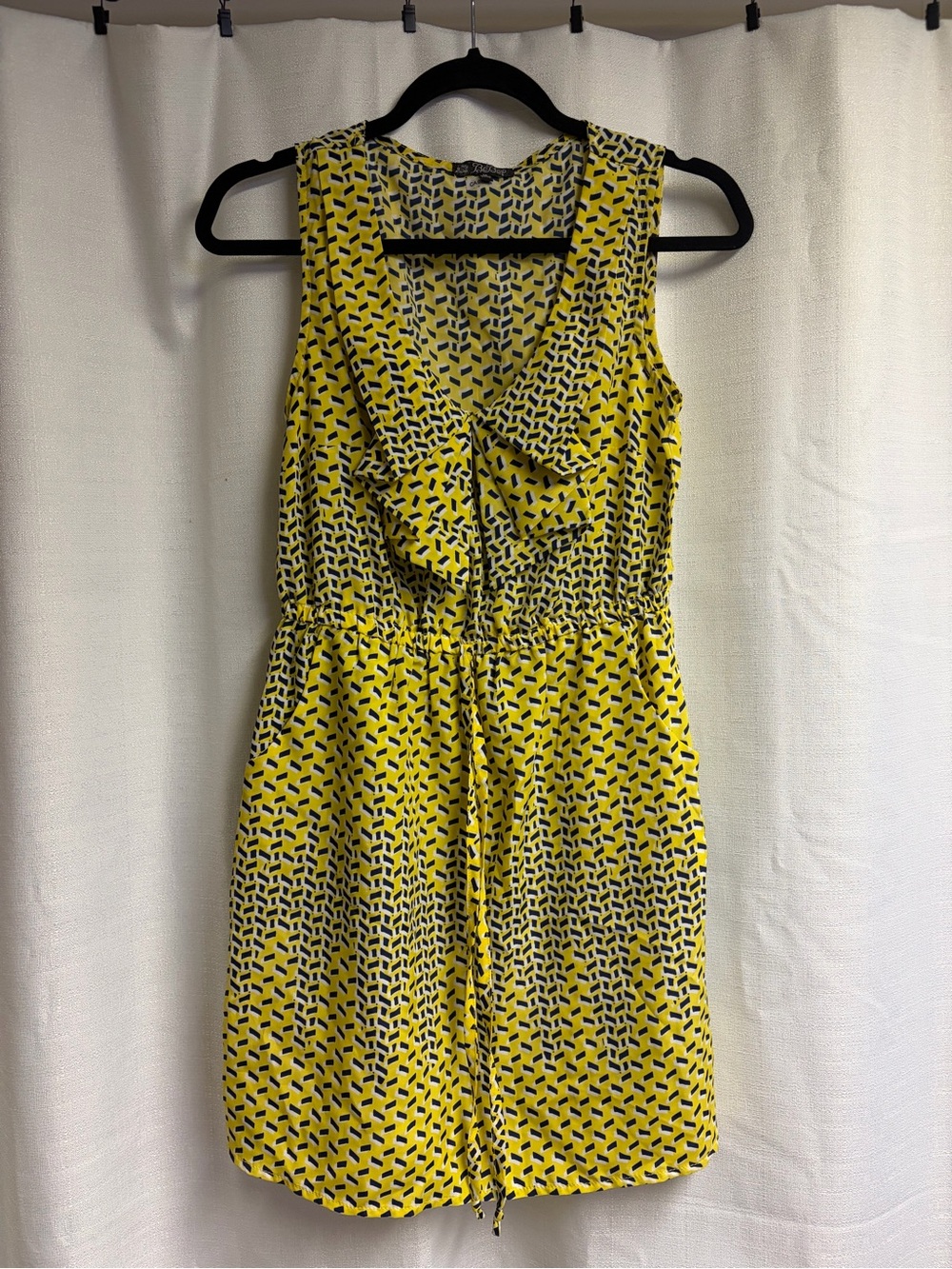 BeBop Yellow and Navy Geometric Dress